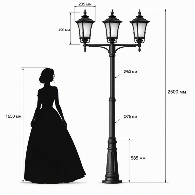 LED фонарь пушкинский для бульваров Версаль 3_945_62_89_2500 LED фонарь пушкинский для бульваров Версаль 3_945_62_89_2500